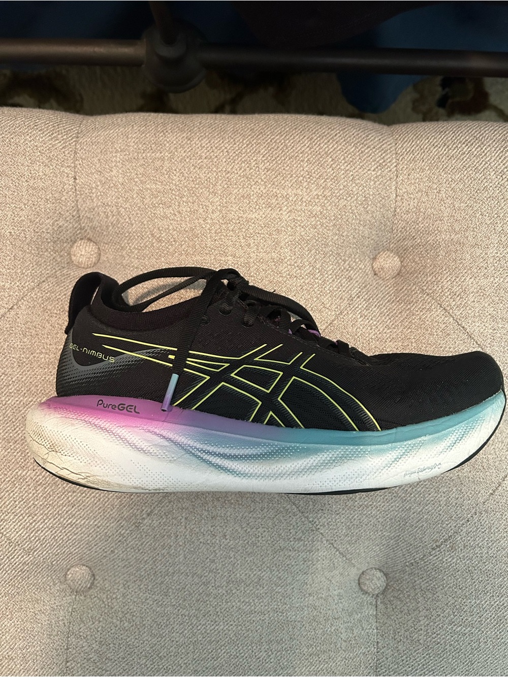 ASICS Gel Nimbus 25 running shoes , black, 8